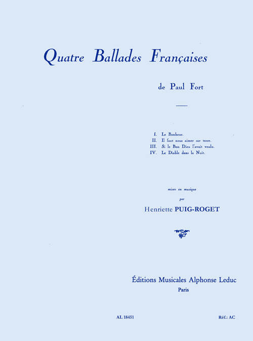 Henriette Puig-Roger: Quatre Ballade Franaises For Voice And Piano: Voice: