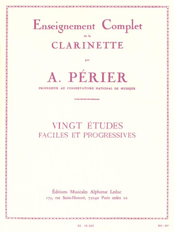 Perier: 20 Etudes Faciles & Progressives: Clarinet: Study Score