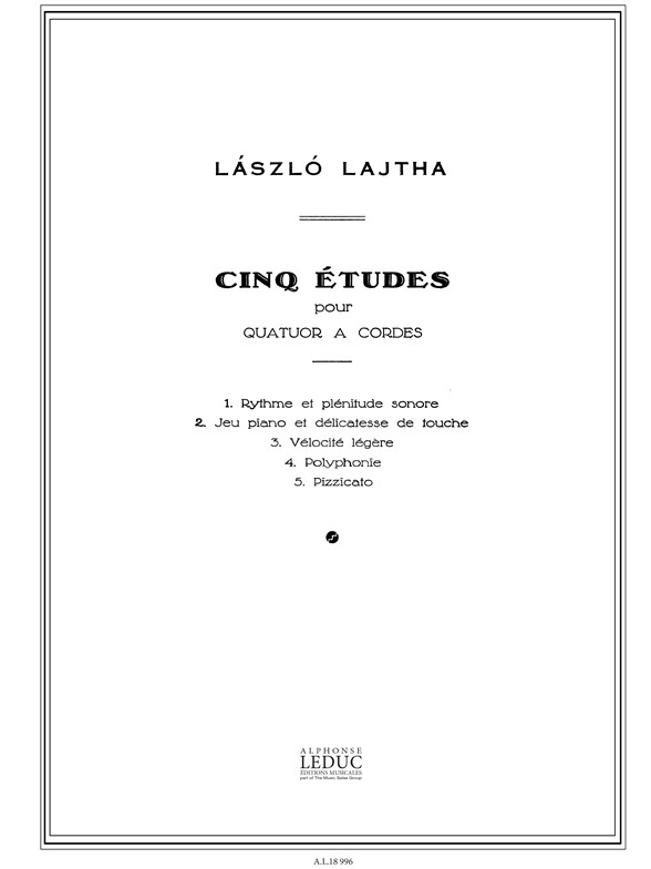 Laszlo Lajtha: Laszlo Lajtha: 5 Etudes Op.20: String Quartet: Score