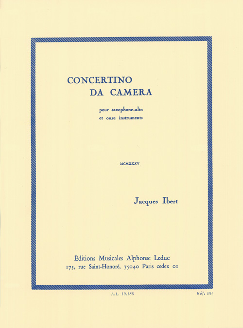 Jacques Ibert: Concertino Da Camera: Alto Saxophone: Instrumental Work