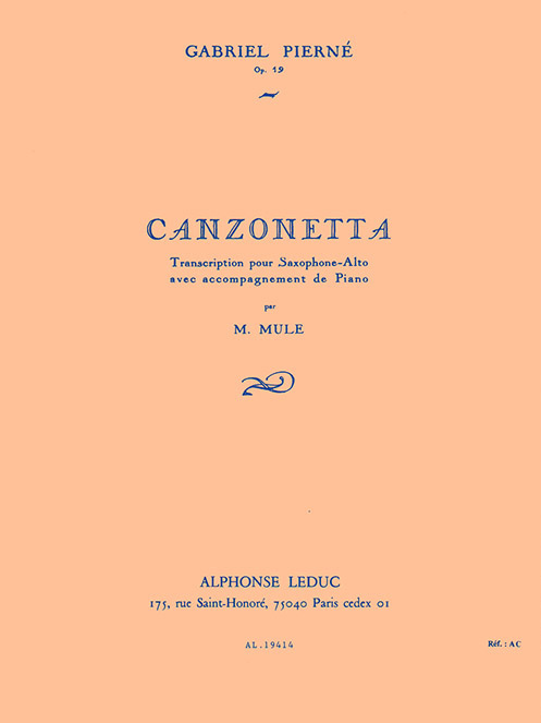 Gabriel Piern: Canzonetta: Alto Saxophone: Instrumental Work