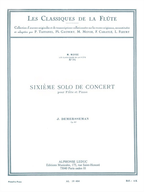 Jules Demersseman: Demersseman: 6me Solo de Concert Op. 82: Flute: Instrumental