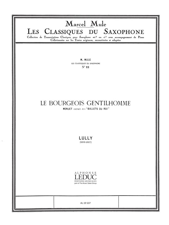 Jean-Baptiste Lully: Menuet: Alto Saxophone: Score