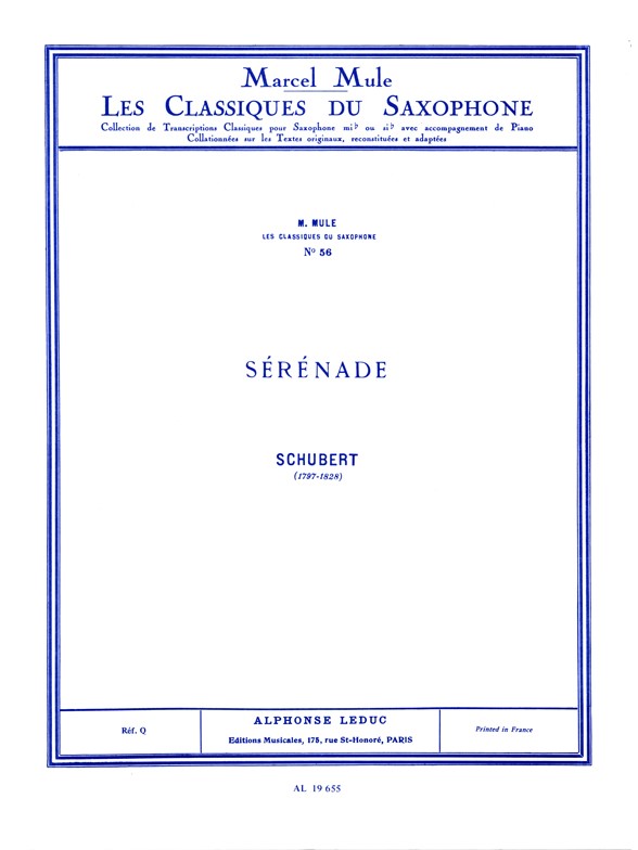Franz Schubert: Sérénade: Alto Saxophone: Instrumental Work
