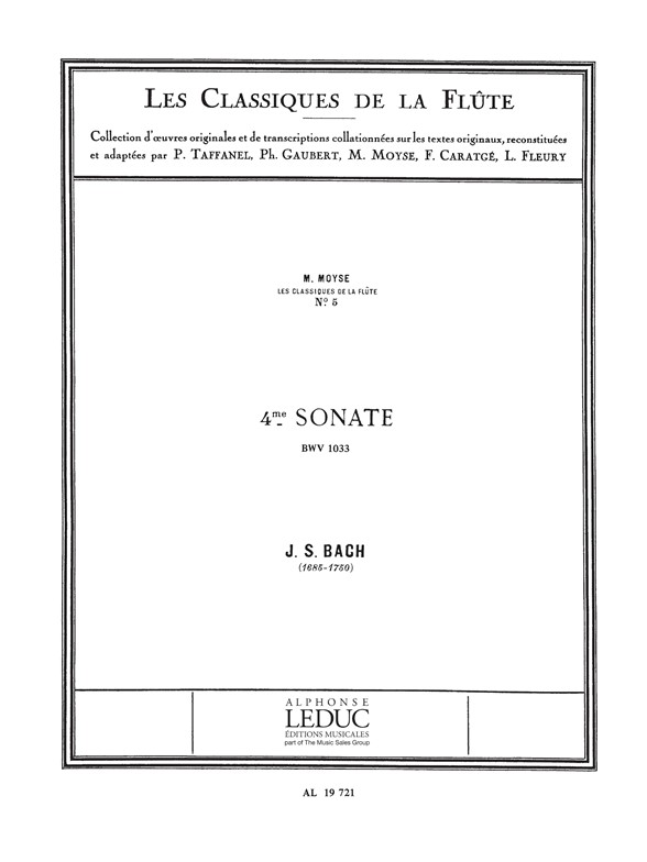 Johann Sebastian Bach: Sonata No.4  BWV1033 in C major: Flute: Score