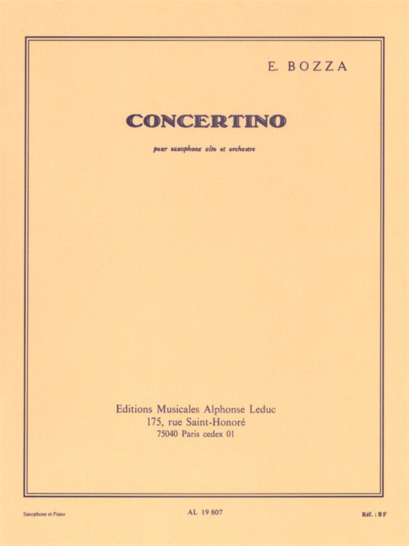 Eugne Bozza: Concertino: Alto Saxophone: Instrumental Work
