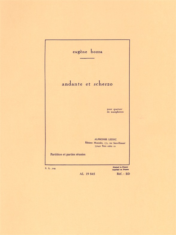 Eugne Bozza: Andante And Scherzo: Saxophone Ensemble: Score and Parts
