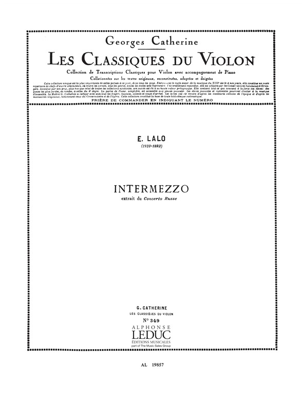 Edouard Lalo: Edouard Victor Antoine Lalo: Intermezzo: Violin: Score