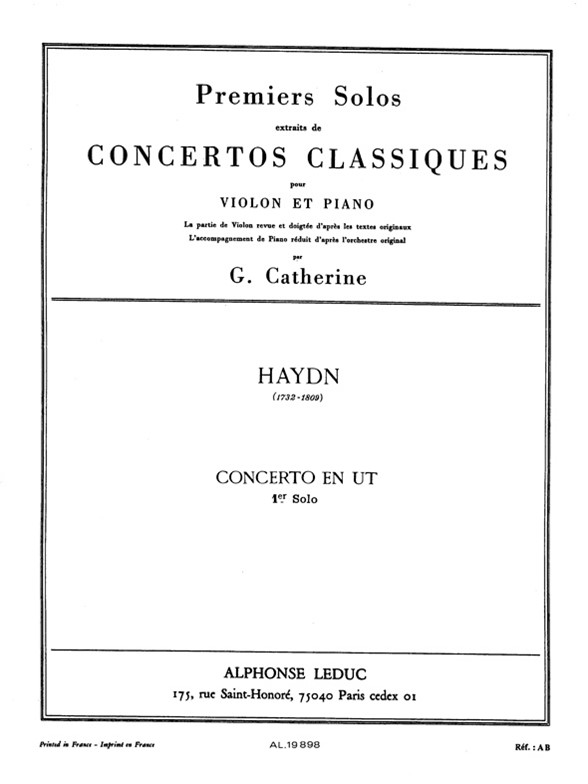 Franz Joseph Haydn: Premier Solo Extrait concerto En Ut Violon: Violin: