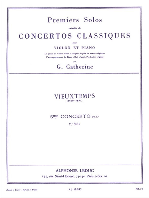 Henri Vieuxtemps: Premiers Solos Extraits de Concertos Classiques: Violin: