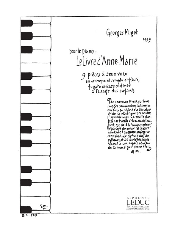 Migot: Livre D'Anne-Marie: Piano: Instrumental Work