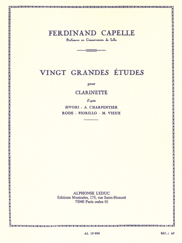 F. Capelle: Ferdinand Capelle: Vingt Grandes etudes: Clarinet: Study