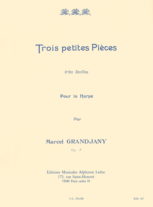 Marcel Grandjany: 3 Petites Pièces Opus 7: Harp: Instrumental Work