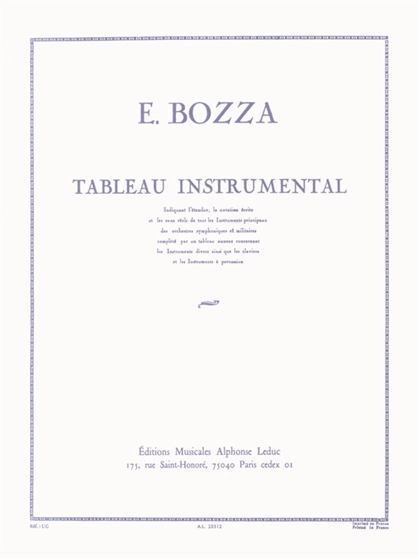 Eugne Bozza: Tableau Instrumental: Reference