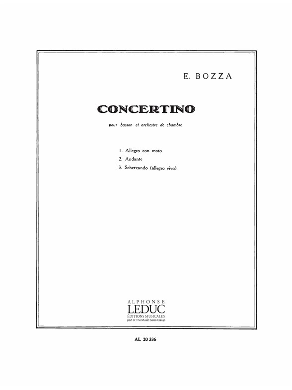 Eugne Bozza: Concertino Op.49: Bassoon: Score