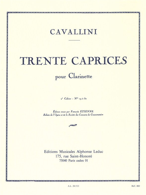 Ernesto Cavallini: 30 Caprices For Clarinet Vol.2: Clarinet: Study