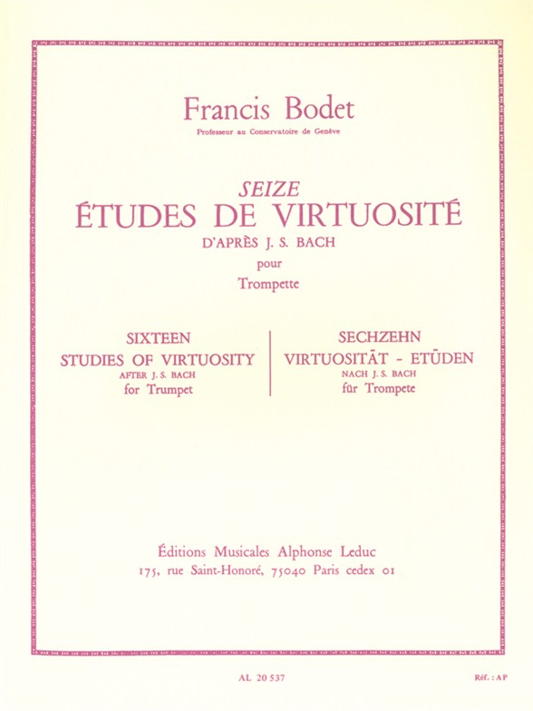 Francis Bodet: 16 Etudes de Virtuosite d'apres Bach: Trumpet: Study