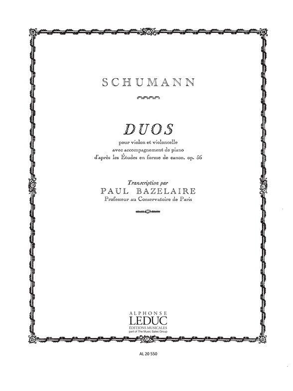 Robert Schumann: Duos: Violin & Cello: Score and Parts