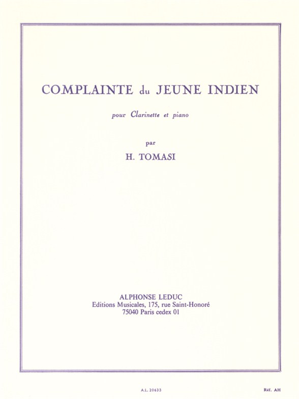 Henri Tomasi: Complainte Du Jeune Indien: Clarinet: Instrumental Work