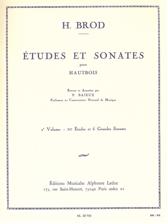 Henri Brod: Etudes et Sonates Vol.2: Oboe: Instrumental Album