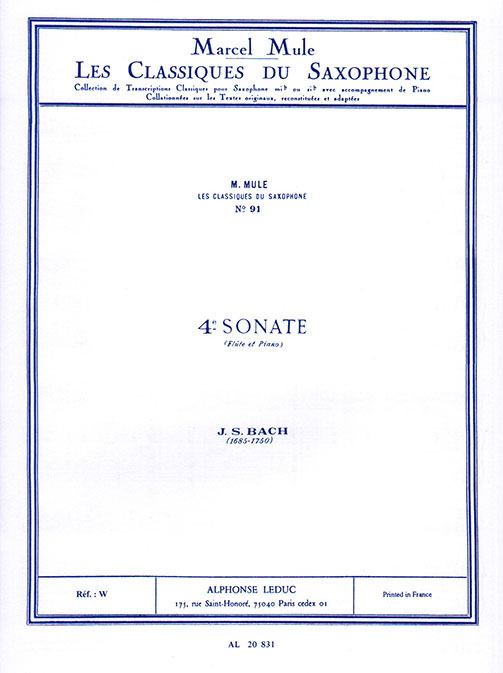 Johann Sebastian Bach: Sonata No.4: Alto Saxophone: Instrumental Work