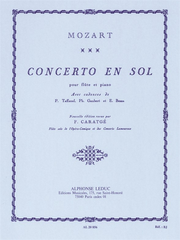Wolfgang Amadeus Mozart: W.A. Mozart Concerto In G: Flute: Instrumental Work