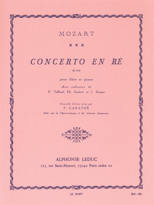Wolfgang Amadeus Mozart: Concerto No.2 In D K314: Flute: Instrumental Work
