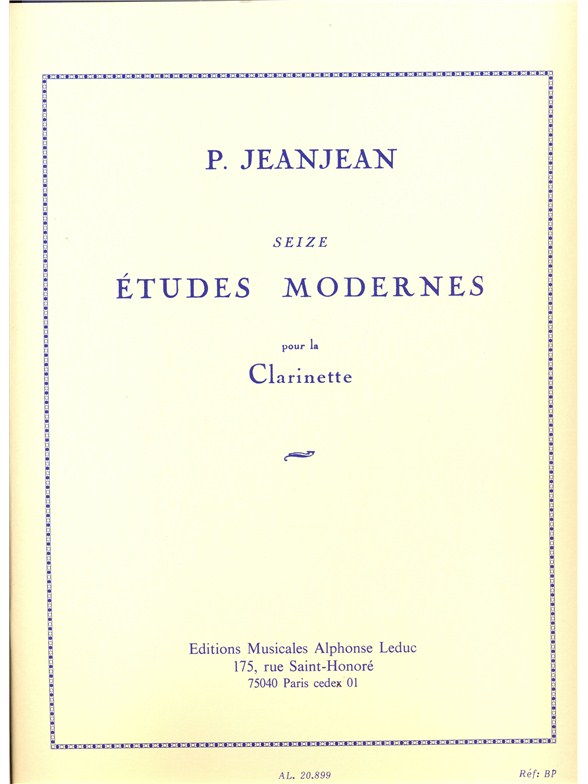 Paul Jeanjean: 16 Modern Studies for Clarinet: Clarinet: Study