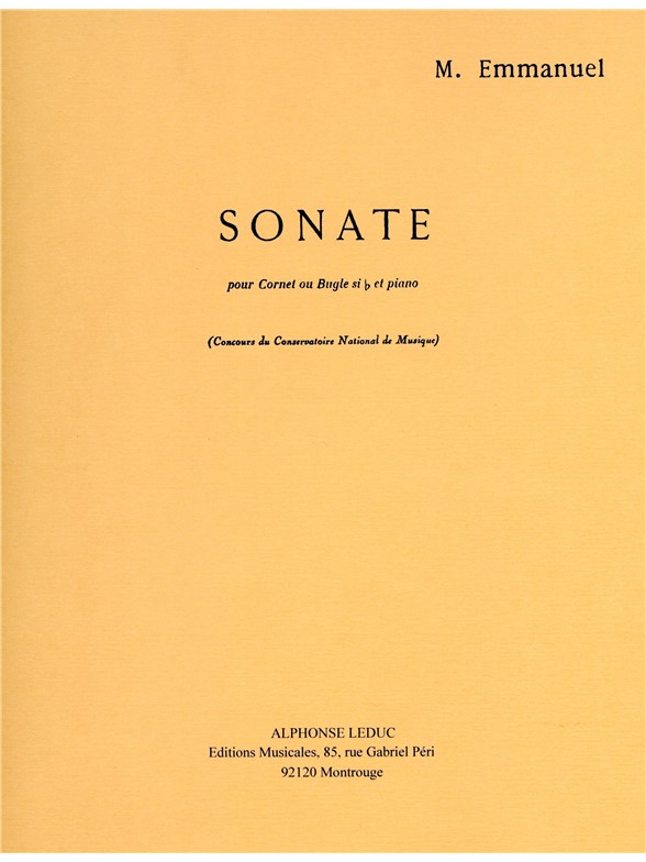 Emmanuel: Sonate: Cornet: Instrumental Work