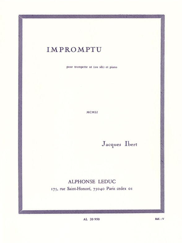 Jacques Ibert: Impromptu: Trumpet: Instrumental Work