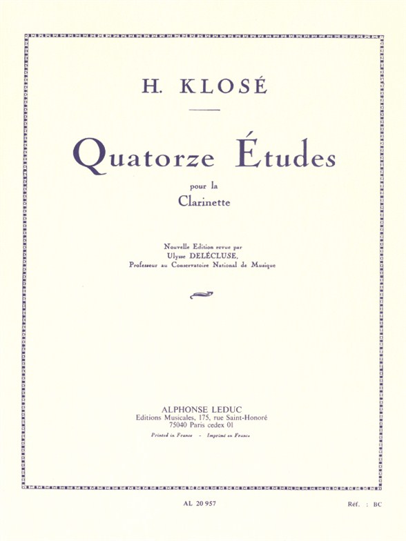 Hyacinthe-Elonore Klos: 14 Etudes Op18: Clarinet: Study