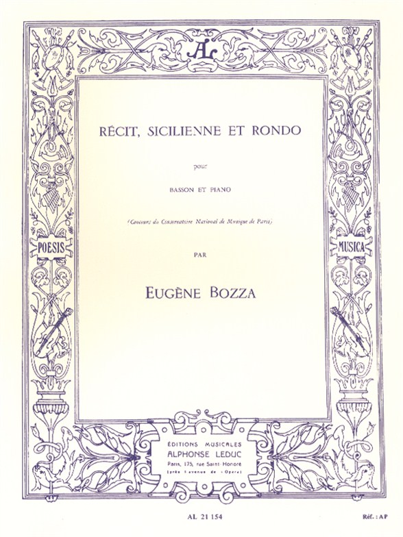Eugne Bozza: Rcit  Sicilienne And Rondo for Bassoon And Piano: Bassoon: