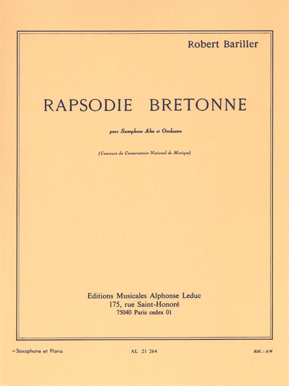 Robert Bariller: Rapsodie bretonne: Alto Saxophone: Instrumental Work