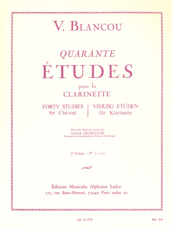 Blancou: 40 Etudes Vol. 2 - 21 A 40: Clarinet: Study
