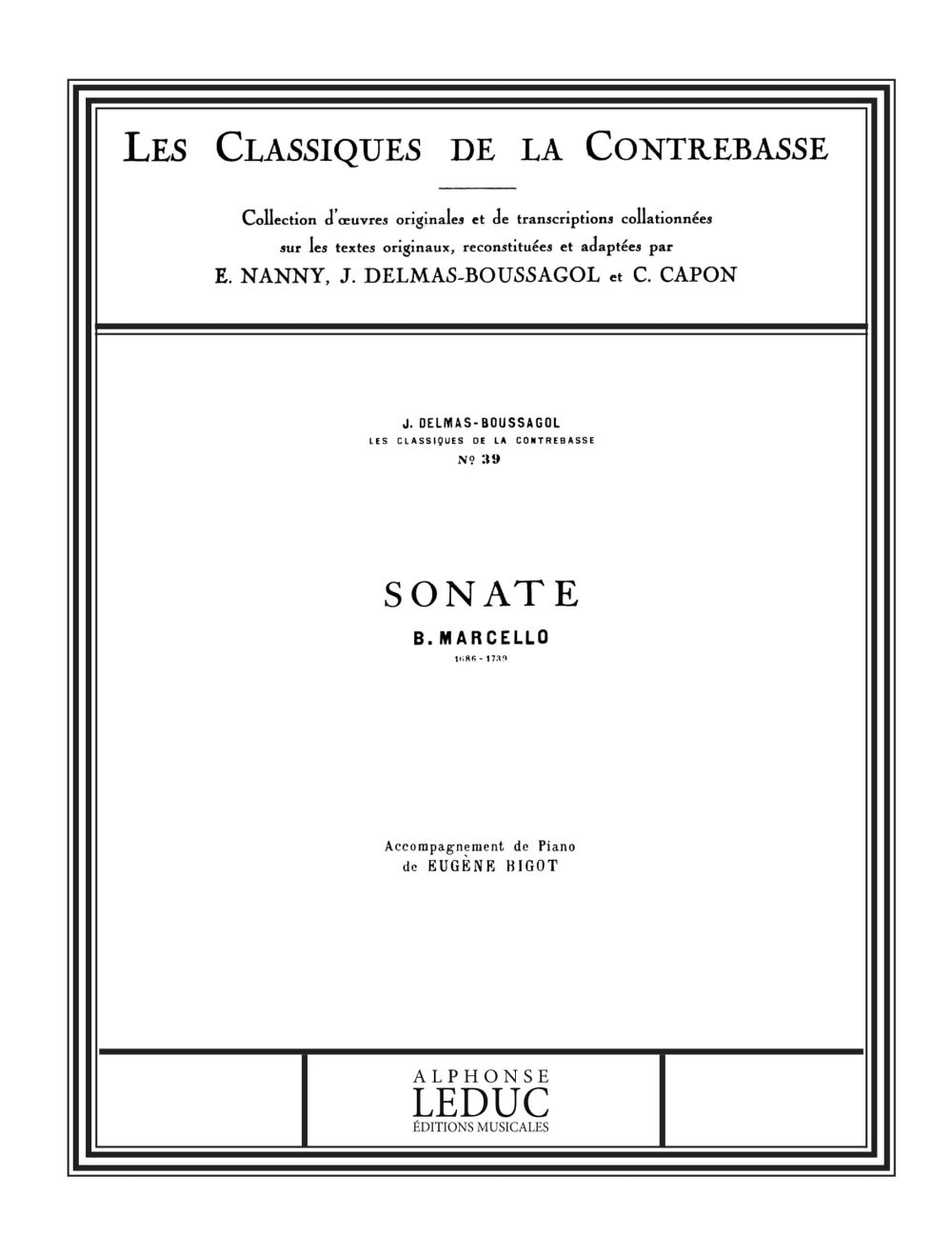 Benedetto Marcello: Benedetto Marcello: Sonata: Double Bass: Score
