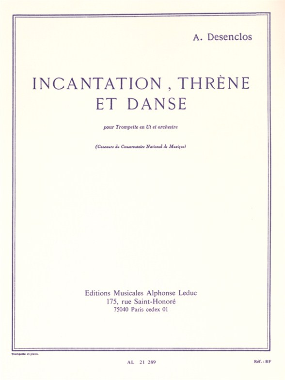 Alfred Desenclos: Incantation Threne Et Danse: Trumpet: Instrumental Work