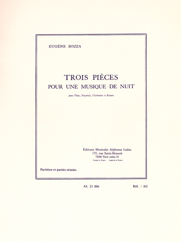 Eugne Bozza: Trois Pices Pour Une Musique De Nuit: Wind Ensemble: Score and