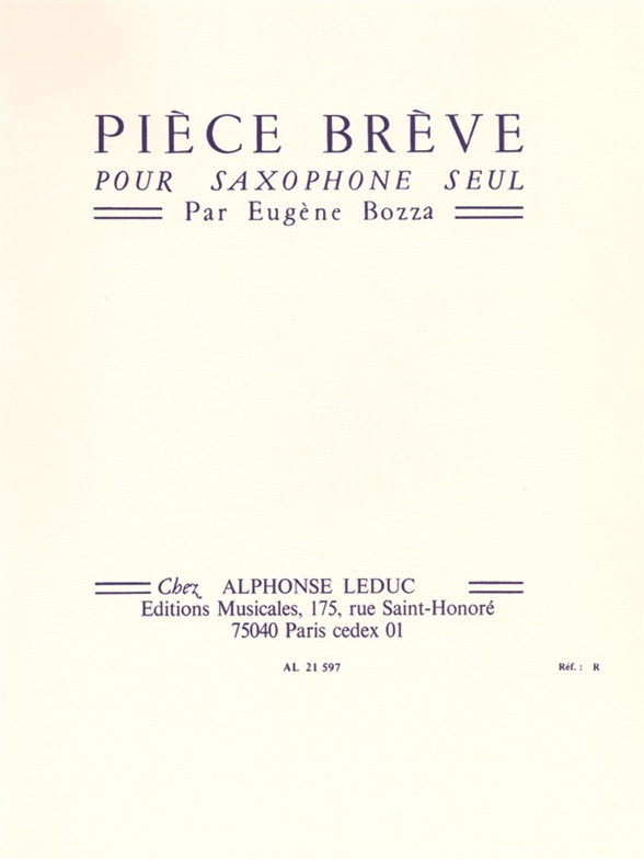 Eugne Bozza: Pice Brve: Saxophone: Instrumental Work