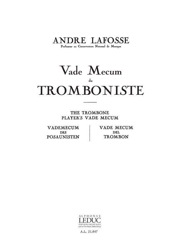 Andr Lafosse: Vade Mecum du tromboniste: Trombone: Study