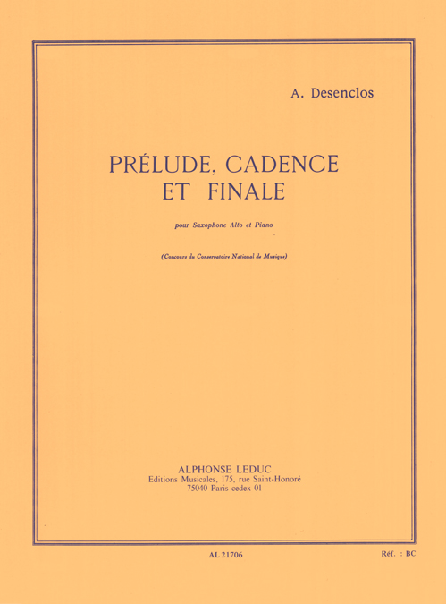 Alfred Desenclos: Prelude Cadence Et Finale: Saxophone: Instrumental Work