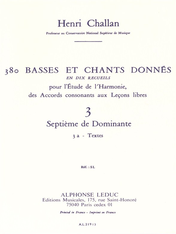 Henri Challan: 380 Basses et Chants Donnés Vol. 3A: Voice: Artist Songbook