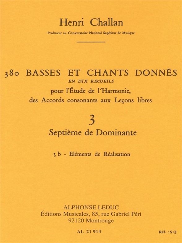 Henri Challan: 380 Basses et Chants Donnés Vol. 3B: Theory