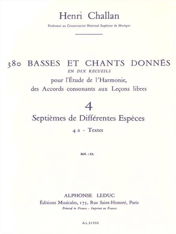 Henri Challan: 380 Basses et Chants Donns Vol. 4A: Voice: Vocal Score