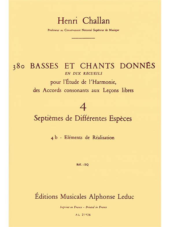 Henri Challan: 380 Basses et Chants Donnés Vol. 4B: Voice: Instrumental Work