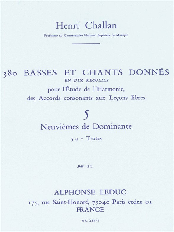 Henri Challan: 380 Basses et Chants Donns Vol. 5A: Theory