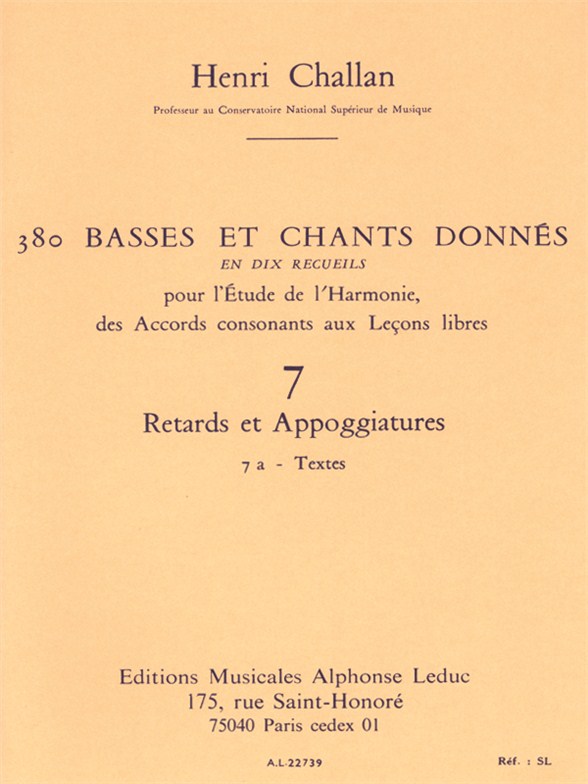Henri Challan: 380 Basses et Chants Donnés Vol. 7A: Theory