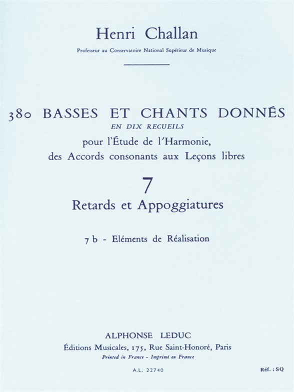 Henri Challan: 380 Basses et Chants Donnés Vol. 7B: Theory