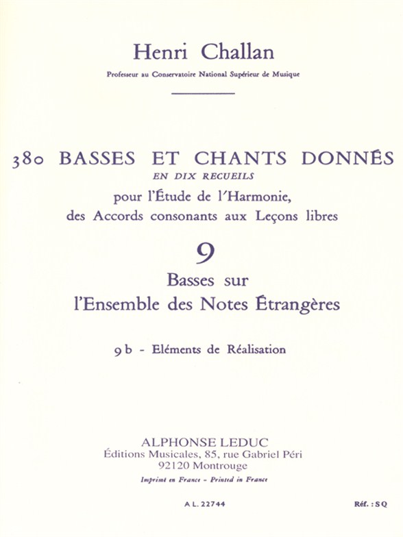 Henri Challan: 380 Basses et Chants Donnés Vol. 9B: Theory