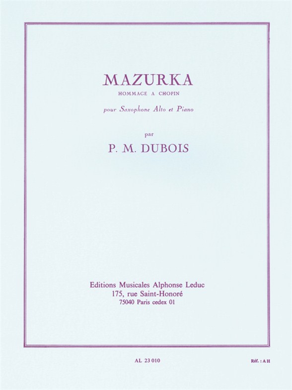 Pierre-Max Dubois: Mazurka: Alto Saxophone: Instrumental Work