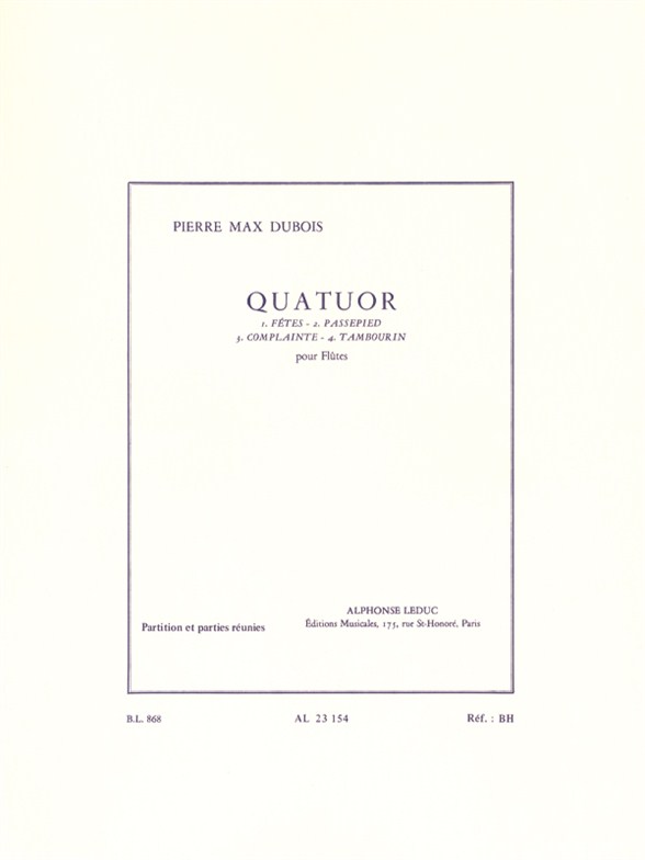 Pierre-Max Dubois: Quatuor Pour Fltes: Flute: Score and Parts